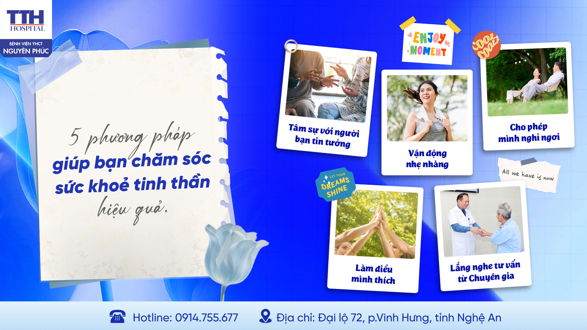 5 PHƯƠNG PHÁP GIÚP BẠN CHĂM SÓC SỨC KHỎE TINH THẦN HIỆU QUẢ